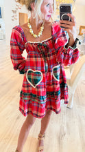Christmas Plaid Heart Pocket Dress