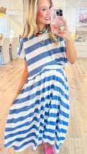 Blue Striped Skirt Set