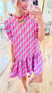 Pink Geometric Print Mini Dress