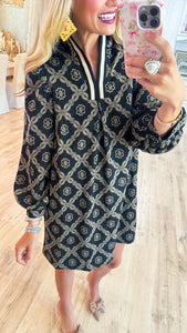 Black Geometric Mini Dress