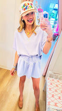 Light Blue Contrast Stitch Skort Set
