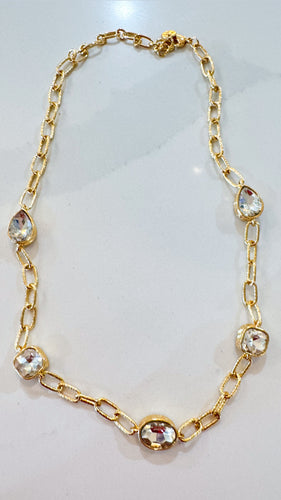 Gold Chain Crystal Detailed Necklace
