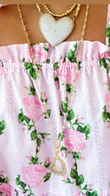 Pink Vintage Rose Shoulder Tie Mini Dress