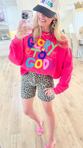 Pink Glory to God Crop Sweatshirt