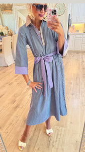 Multi Color Stripe Mix Match Midi Dress