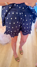 Navy Polka Dot Ruffle Hem Short Set