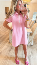 Pink Gingham Half Zip Mini Dress