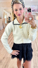 Ivory and Black Contrast Cardigan