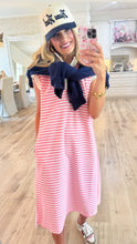 Ivory and Pink Striped Relaxed Midi Dress