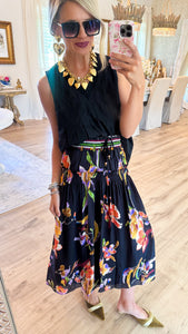 THML Black Floral Skirt