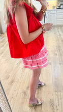 Red Puffed Sleeve Blouse
