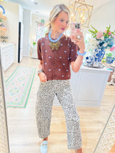 Brown and Blue Polka Dot Puff Sleeve Cardigan