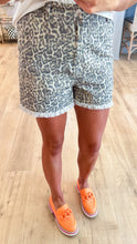 Leopard Print Denim Shorts