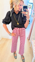 Burgundy Combo Gingham Wide Leg Pants