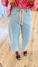 Deal of the day Light Denim Floral Detail Barrel Jeans