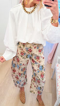 Cream Beige Floral Barrel Pants