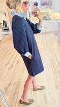 Navy Quilted Shirt Dress