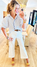 Blue Polka Dot Puff Sleeve Top