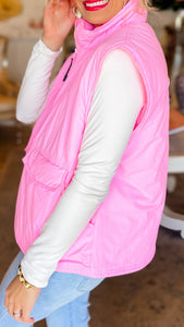 Baby Pink Oversized Silhouette Puffer Vest