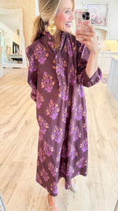 Chocolate Mix Print Midi Dress