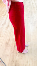 Red Twill Wide Leg Pants