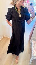 Black Puff Sleeve Midi Dress