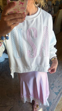 Off White Gingham USA Patchwork Sweatshirt