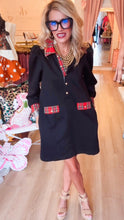 Black Plaid Accent Shift Dress