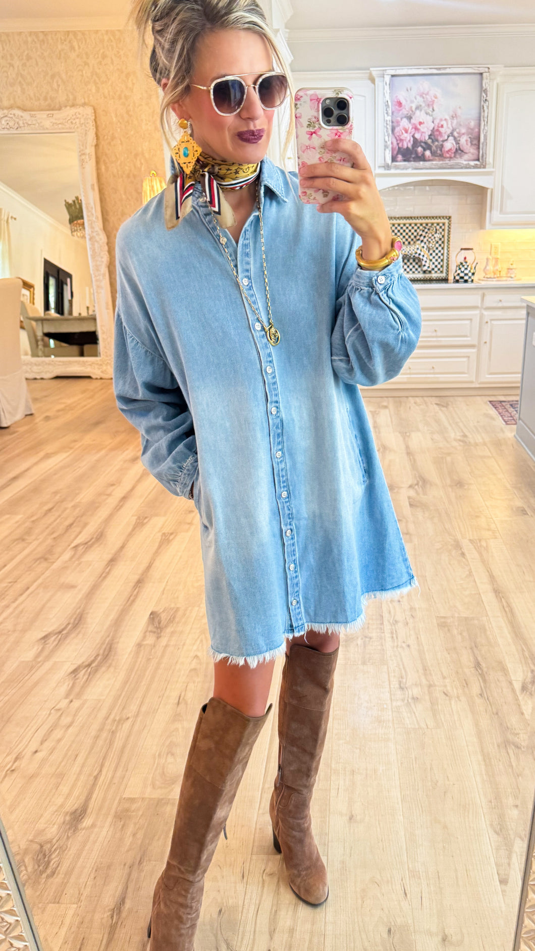 Risen Denim Shirt Dress