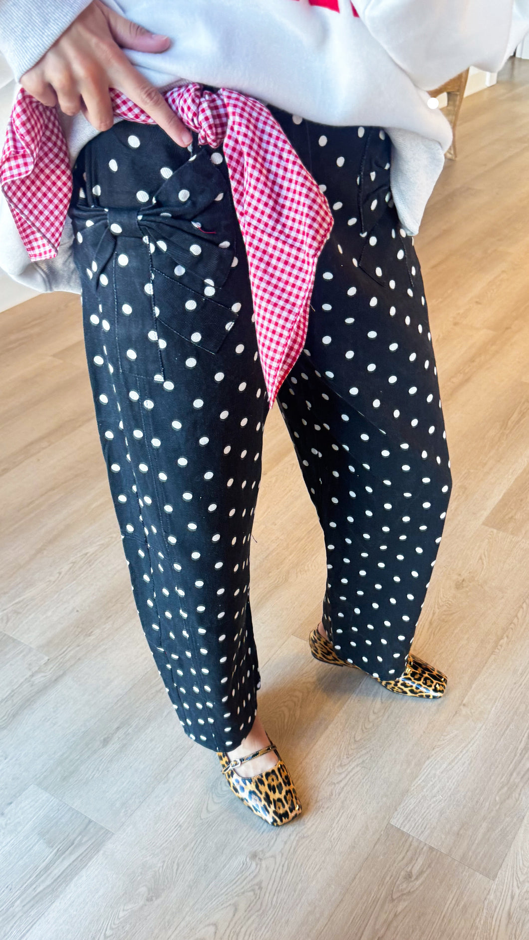 Black Polka Dot Bow Pants