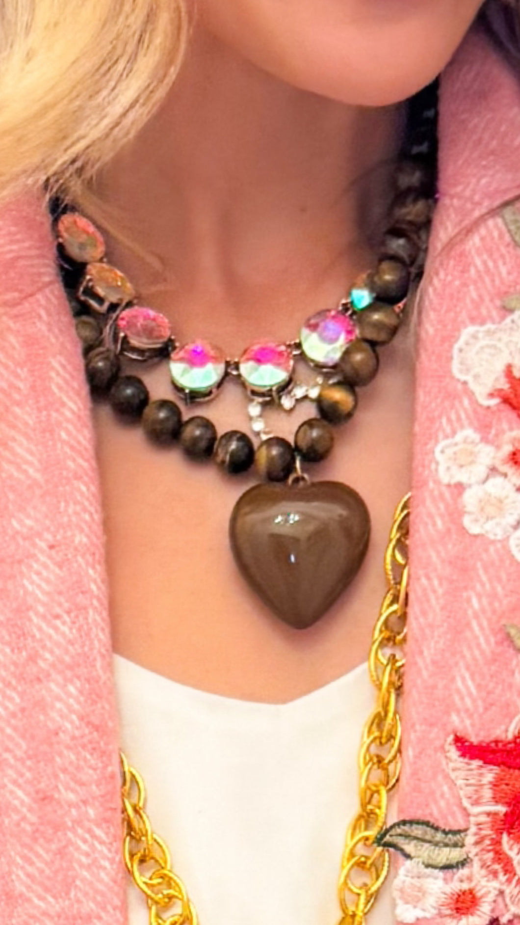 Janel Tiger Eye Gemstone Brown Necklace