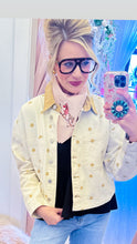Cream and Tan Polka Dot Denim Twill Jacket