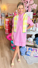 Pink Gingham Ruffle Collar Mini Dress