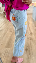 Light Denim Embroidered Pants