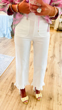 White Ruffle Hem Pants