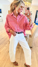 Ruby Gingham Button Down Top