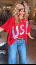 Red USA Patchwork Tee