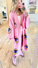 Baby Pink Gold & Blue Eye Detailed Kaftan Robe