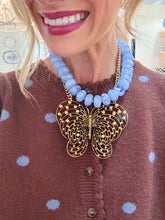 Blue Sugar Bead Necklace and Bracelet Set