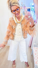 Tan Rhinestone Detail Sheer Jacket