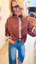 Brown and Orange Polka Dot Ruffle Top