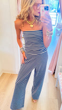 Denim and Cream Stripe Tube Top Pant Set