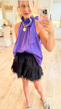 Black Textured Lace Trim Skirt