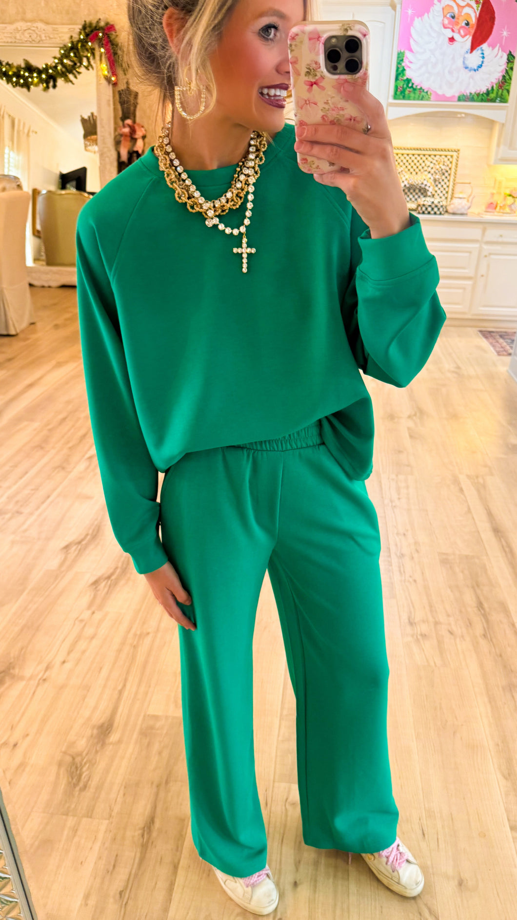 Kelly Green Scuba Pullover Pant Set