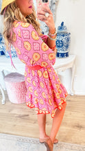 Pink Multi Pattern V-Neck Mini Dress