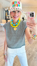 Black and White Stripe Cropped Tee