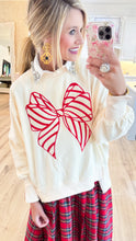 Ivory and Red Candy Cane Bow Sweatshirt