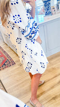 Blue Multi Pattern Embroidered Dress