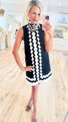 Black Ric Rac Trim Mini Dress