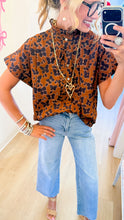 Brown Floral Print Top
